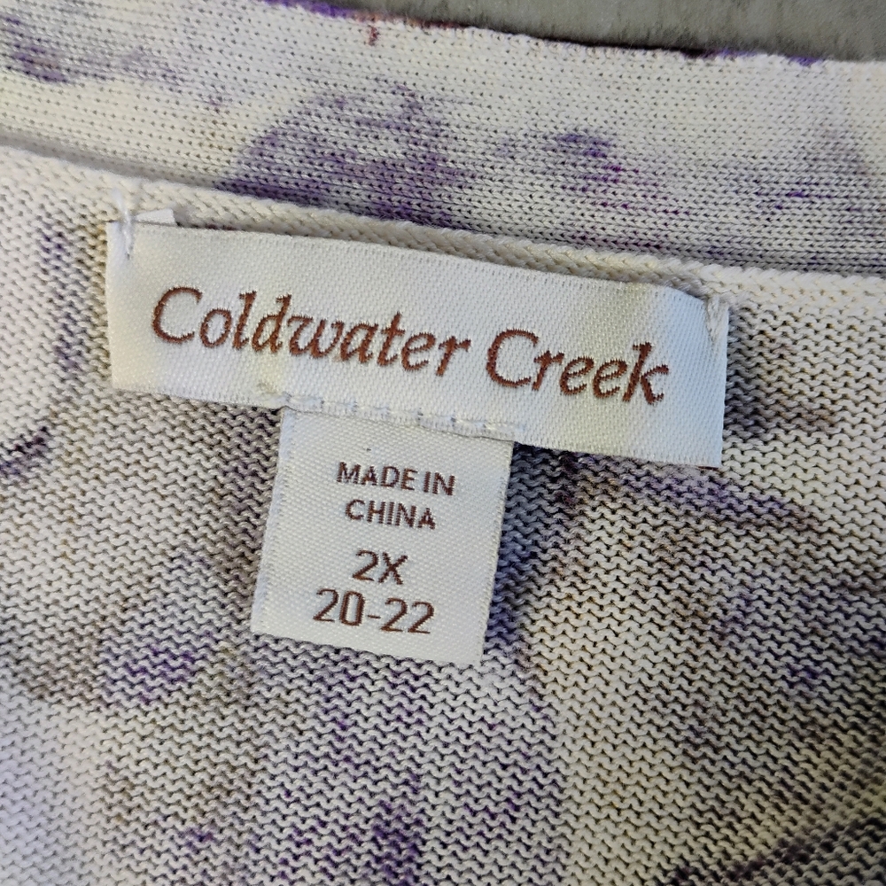 Coldwater Creek Floral Cardigan White Purple Plus 2X Spring Casual Contemporary - Picture 5 of 10